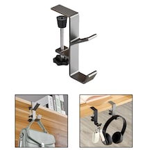 Ayarlanabilir Çift Başlı Masaya Monte Metal Tutucu-al4788 Gri