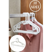 Krem 10 Adet Elbise Askısı - Gömlek Kravat Askısı Plastik Askı Ikea Model Askı Dolap Askısı