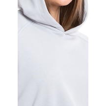 Kadın Gri Kapüşonlu 3 Iplik Şardonsuz Polarsız Reglan Kol Sweatshirt S-104 001