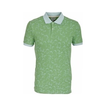 Erkek Olive Slim Fit Polo Yaka Baskılı %100 Pamuk Kol Ribanalı T-shirt Jeans 1997-olive Yeşil
