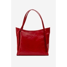 Dericlub Nova Kadın Çift Saplı Shopper Çanta Gerçek Deri Koyu Kırmızı Koyu Kırmızı