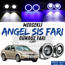 Vw Bora 1998-2006 Uyumlu Mercekli Angel Sis Farı Metal Su Geçirmez 76 Mm Mavi Halkalı Gündüz Farı Angel Eyes 2 Adet