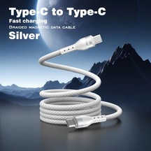 Xuweiwei 100w Magnetic Hızlı Şarj Kablosu Silvery 1.5m  15 16 Ve S24 S25 Uyumlu Seyahat Araç İçin