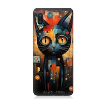 Samsung Galaxy A02 Uyumlu Kara Kedi Desenli Silikon Kılıf