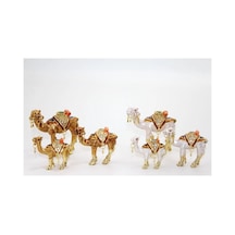 Swaroski Taşlı 3'lü Deve Figürü Dekoratif Obje 7x6x5 Cm
