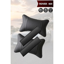 Rover 623 Uyumlu Siyah Deri Kemer Koruyucu Lüks Deri Yastık Set