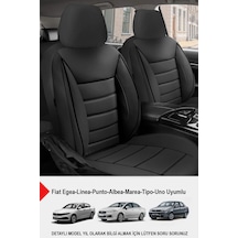 Jet Deri Oto Koltuk Kılıfı Fiat Egea-linea-punto-albea-marea-tipo-uno Uyumlu Siyah