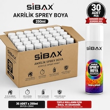Sibax Akrilik Sprey Boya Ral 9010 Mat Beyaz 250 Ml 30'lu Koli