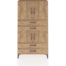 Arges Dolap 3 Raflı 4 Çekmeceli 4 Kapaklı 88x30x163 Çam-çam Çam