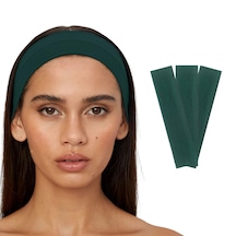 3lü Saç Bandı Pamuk Kadın Bandana Likra Spor Kafa Bandı K. Yeşil Koyu Yeşil