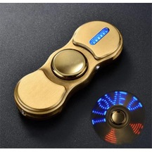 Stres Çarklı Işıklı Usb Şarjlı Tesla Çakmak Altın Sarısı Metal