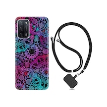 Oppo A55 Kılıf Boyun Askılı Colurful Mandala 1667 Siyah