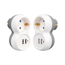 250v 16a Tekli Çift Usb'li Duvar Priz, 1x Priz, 2x Usb Giriş, Maks 3680w, Maks 16a, Usb Çıkış 5v Max 2.4a, Usb Priz