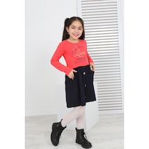 Toontoy Kız Çocuk Beauty Love Baskılı Elbise Nar Çiçeği