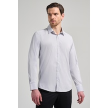 İmza Beyaz Uzun Kol Desen Yarım İtalyan Yaka Cepsiz Esnek Classic Slim Fit Gömlek 1004245218 Optik Beyaz