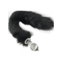 Erofoni Uzun 37 Cm Siyah Peluş Tüy Kuyruklu 9 Cm Kaliteli Kalın Cam Yapı Şeffaf Anal   Plug