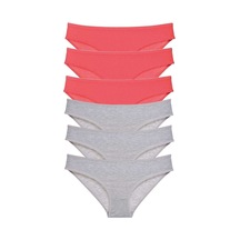 6 Adet Set Likralı Kadın Slip Külot Fuşya Gri