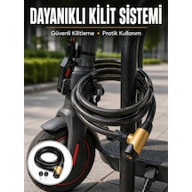 200 Cm Uzun Çelik Kablo Kilidi Dayanıklı Anahtarlı Motor Ve Bisiklet Kilidi Siyah