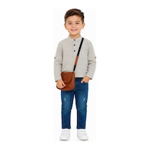 Gülerçocuk Erkek Çocuk Hakim Yaka Çizgili Gömlek Jeanpantolon Çantalı Takım Şık Kombin Günlük Özel Gün Haki - 906326546 Haki