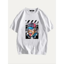 Tarzsokak Unisex Beyaz Einstein Baskılı Oversize Tişört Beyaz