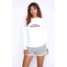Pes 2020 S Baskılı Beyaz Kadın Sweatshirt