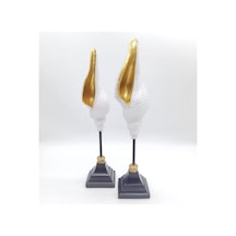 Crearthome Gold - Krem 2li Deniz Kabuğu Dekoratif Obje 45-43 Cm K
