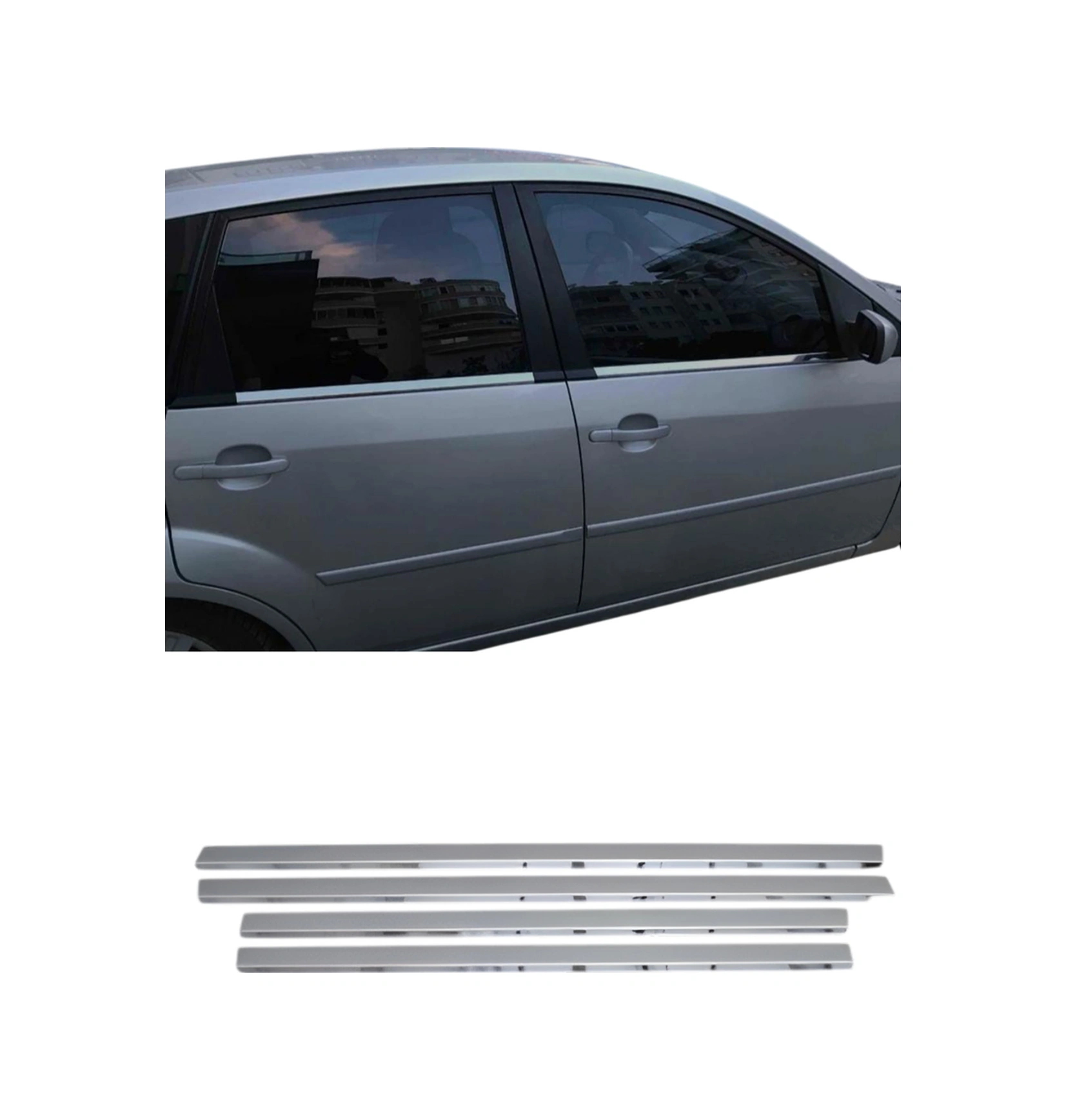 Ford Fiesta 2002-2008 Araca Özel Krom Cam Çıtası A+ Paslanmaz
