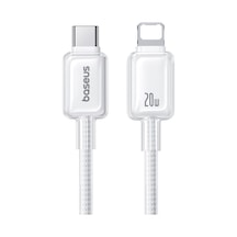 Baseus Crystal 2m Usb-c - İp Pd 20w Hızlı Şarj Kablosu Nyion Örgülü Veri Kablosu, Ay Beyazı