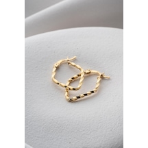 925 Ayar Gümüş Gold Burgu Model Şarnel Küpe Gold