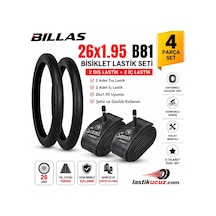 Billas 26x1.95 B81 Bisiklet Lastik Seti 2 Adet Dış Lastik + 2 Adet İç Servis Lastik 26 Jant Mtb Şehir Bisikleti Uyumlu
