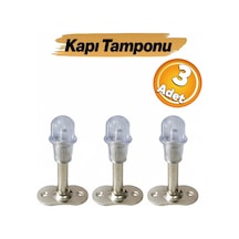 Metal Kapı Stoperi Kapı Tamponu Gümüş 8 Cm 3 Adet Krom