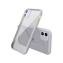 Newface Apple İphone 12 Mini Kılıf Miami Şeffaf Silikon - Lila