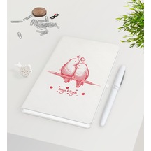 Kişiye Özel Sevgililer Günü Beyaz Defter Kalem Seti-37