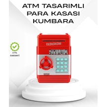 Kırmızı Şifreli Atm Kasa Para Yutan Kumbara