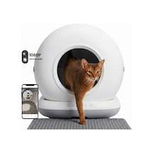 Haustier Cb002 Gri Kameralı Akıllı Otomatik Kedi Tuvaleti, App İle Uzaktan Kontrol, 72lt Hazne, 7lt Çöp Haznesi