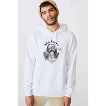 Motorhead Diöspadre Baskılı Beyaz Erkek Kapşonlu Sweatshirt