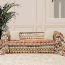 Softmicro Etnik Desenli Boho Doğal Renk Koltuk Örtüsü Natural 180 x 220 CM