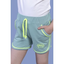 Toontoy Kids Toontoy Kız Çocuk Beli Lastikli İki Yanı Cepli Nakışlı Şort Yeşil
