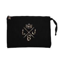 Lebron James King logo Siyah Clutch Astarlı Cüzdan / El Çantası Siyah