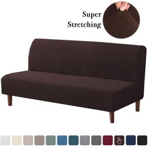 Koyu Kahverengi Evrensel Kolsuz Çekyat Örtüsü Katlanır Modern Koltuk Slipcovers Streç Kapakları Ucuz Kanepe Koruyucu Elastik Futon Spandex Kapak L