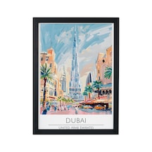 Dubaı Ahşap Çerçeveli Dekoratif Duvar Tablosu Siyah