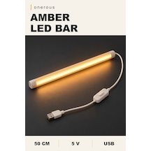 Onerous 50 Cm 5v Amber Led Bar, Anahtarlı, Usb, Yapışkanlı Turuncu