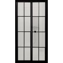 Durul Duşakabin Ön Cephe Katlanır Akordiyon Komple Buzlu Folyo Siyah Çizgi Yükseklik 190cm Şeffaf