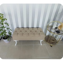 Lüks Yarım Sandıklı Kapitoneli Dekoratif Puf 110cm Vizon
