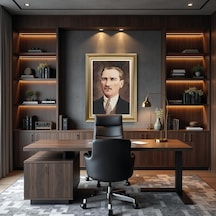 Çerçeveli Deri Atatürk Tablosu 7 Çerçeveli Tablo Işıklı Kumandalı 61x81 Cm Diğer