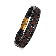 Hematit Ve Mat Oniks Taşlı Tasarım El Işi Doğal Taş  Bileklik