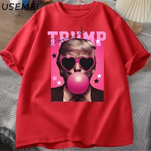 Flood Of Style Donald Trump T-shirts Men Election Trump Trump Pink Sun Glasses Bubble Gum Tshirt Funny Graph Kırmızı