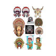 Kızılderili Apachi Sticker Set-1 11 Parça Telefon, Tablet, Defter, Laptop Sticker