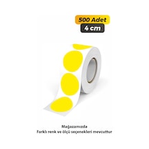 Yuvarlak Kesim Ambalaj Etiketi - Sarı Renk - 4cm - 500 Adet