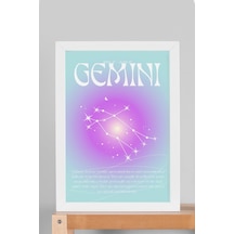 Gemini İkizler Burcu Çerçeveli Tablo Aura Enerji Renkleri Astrolojik Takım Yıldızı Sembolü